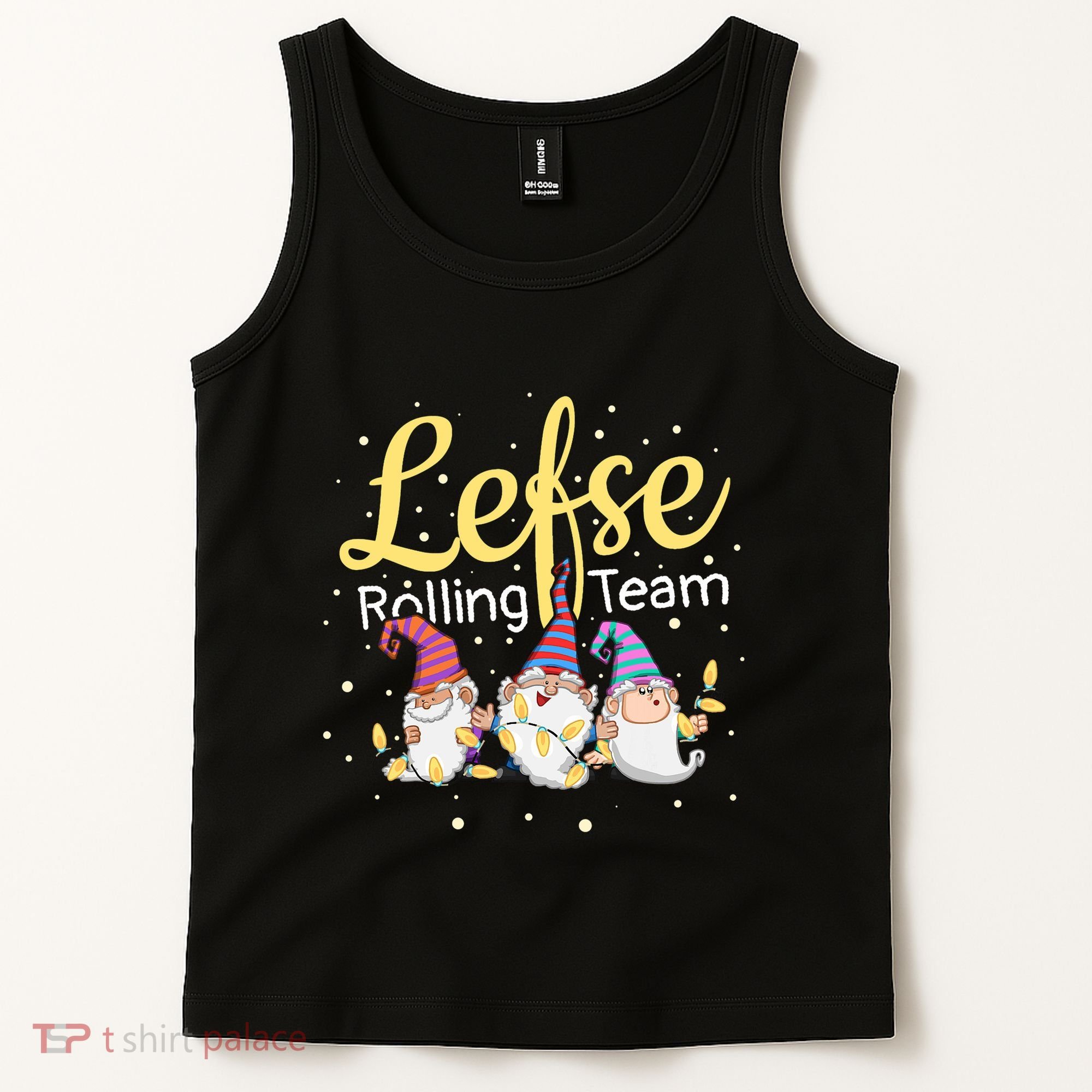 Lefse Rolling Team Gnome Christmas Norway Xmas Ornament Gift Tank Top
