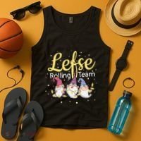 Lefse Rolling Team Gnome Christmas Norway Xmas Ornament Gift Tank Top thumb 4