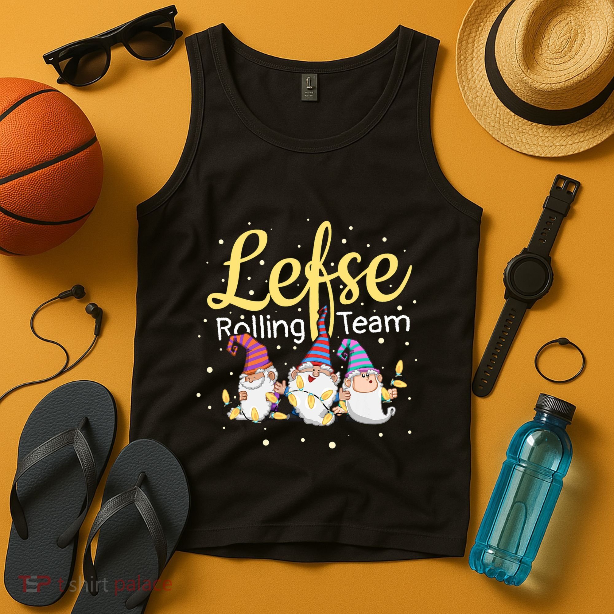 Lefse Rolling Team Gnome Christmas Norway Xmas Ornament Gift Tank Top