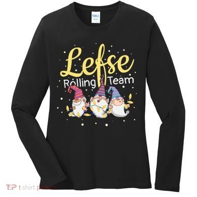 Lefse Rolling Team Gnome Christmas Norway Xmas Ornament Gift Women's Long Sleeve Shirt