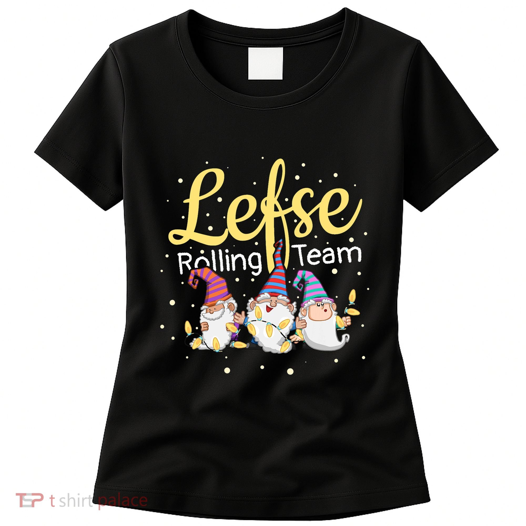 Lefse Rolling Team Gnome Christmas Norway Xmas Ornament Gift Women's T-Shirt
