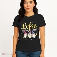 Lefse Rolling Team Gnome Christmas Norway Xmas Ornament Gift Women's T-Shirt thumb 4