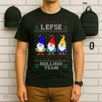 Lefse Rolling Team Christmas Baking Tomte Gnome Xmas  T-Shirt thumb 6
