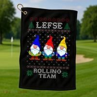 Lefse Rolling Team Christmas Baking Tomte Gnome Xmas  Golf Towel thumb 1