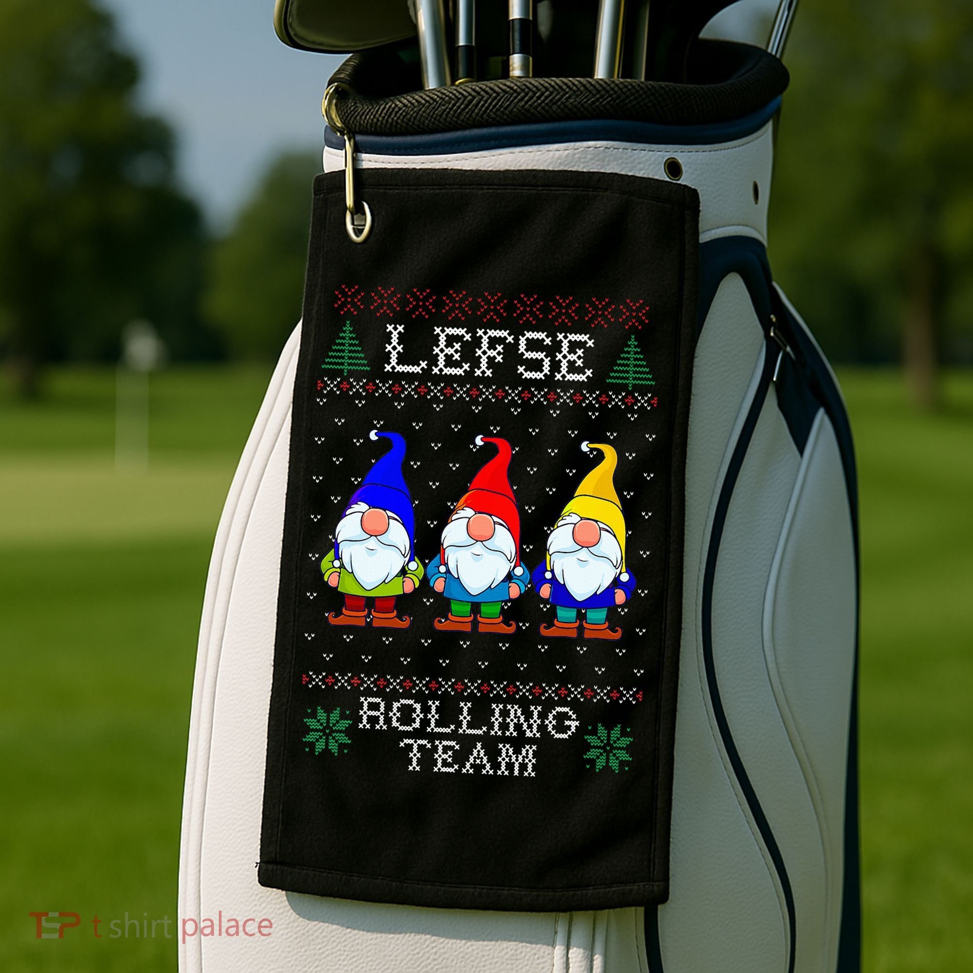 Lefse Rolling Team Christmas Baking Tomte Gnome Xmas  Golf Towel