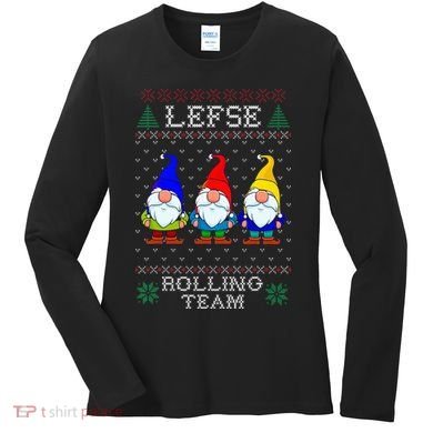 Lefse Rolling Team Christmas Baking Tomte Gnome Xmas  Women's Long Sleeve Shirt