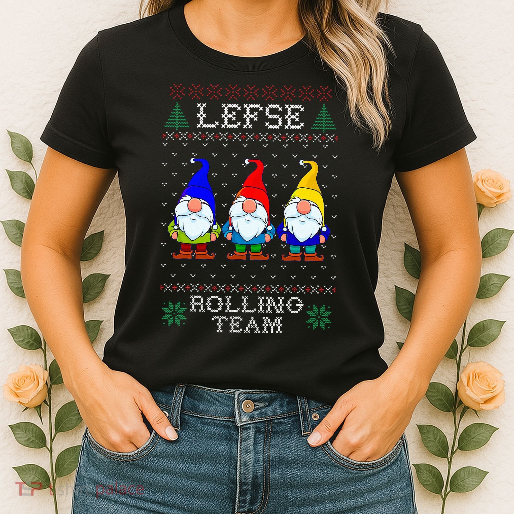Lefse Rolling Team Christmas Baking Tomte Gnome Xmas  Women's T-Shirt