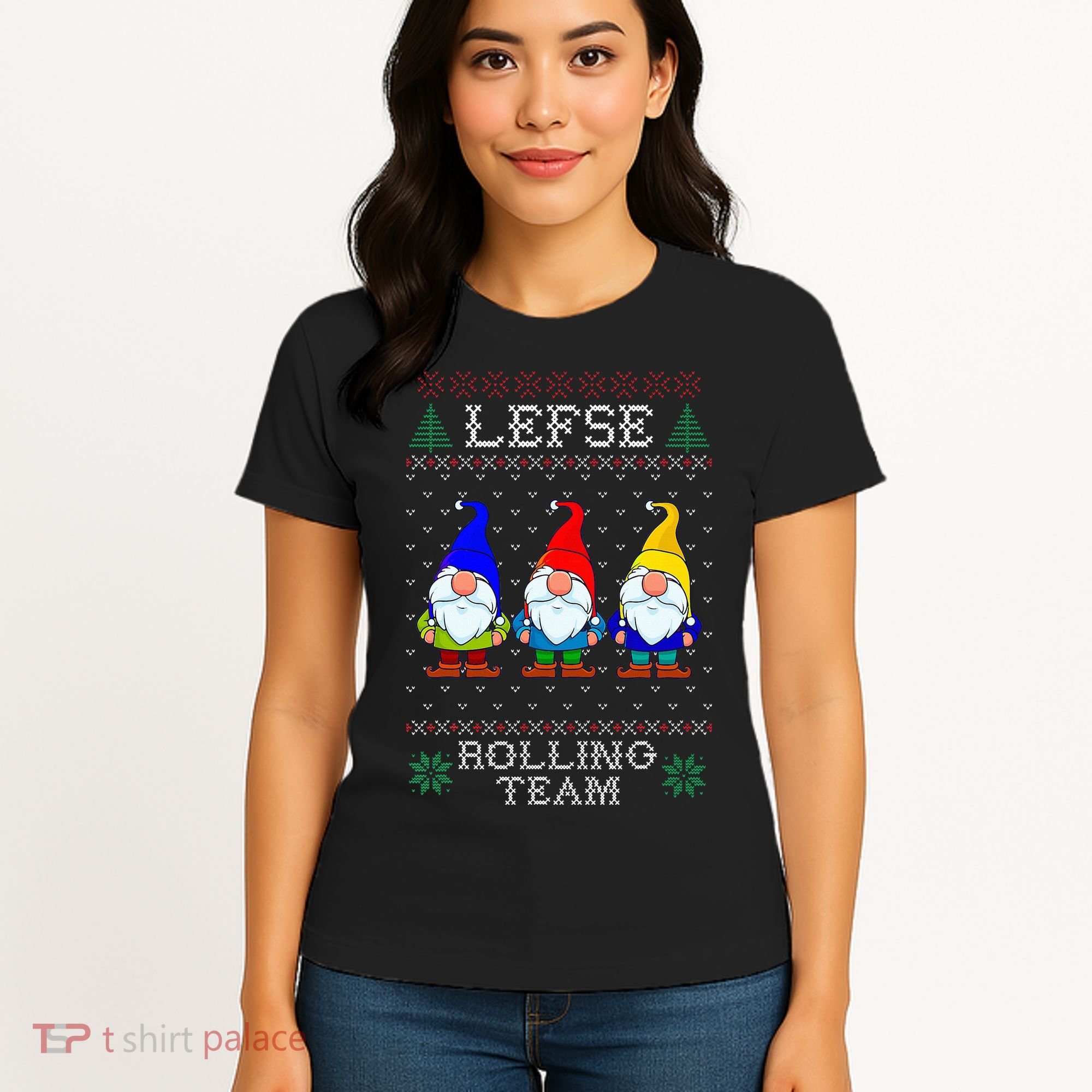 Lefse Rolling Team Christmas Baking Tomte Gnome Xmas  Women's T-Shirt