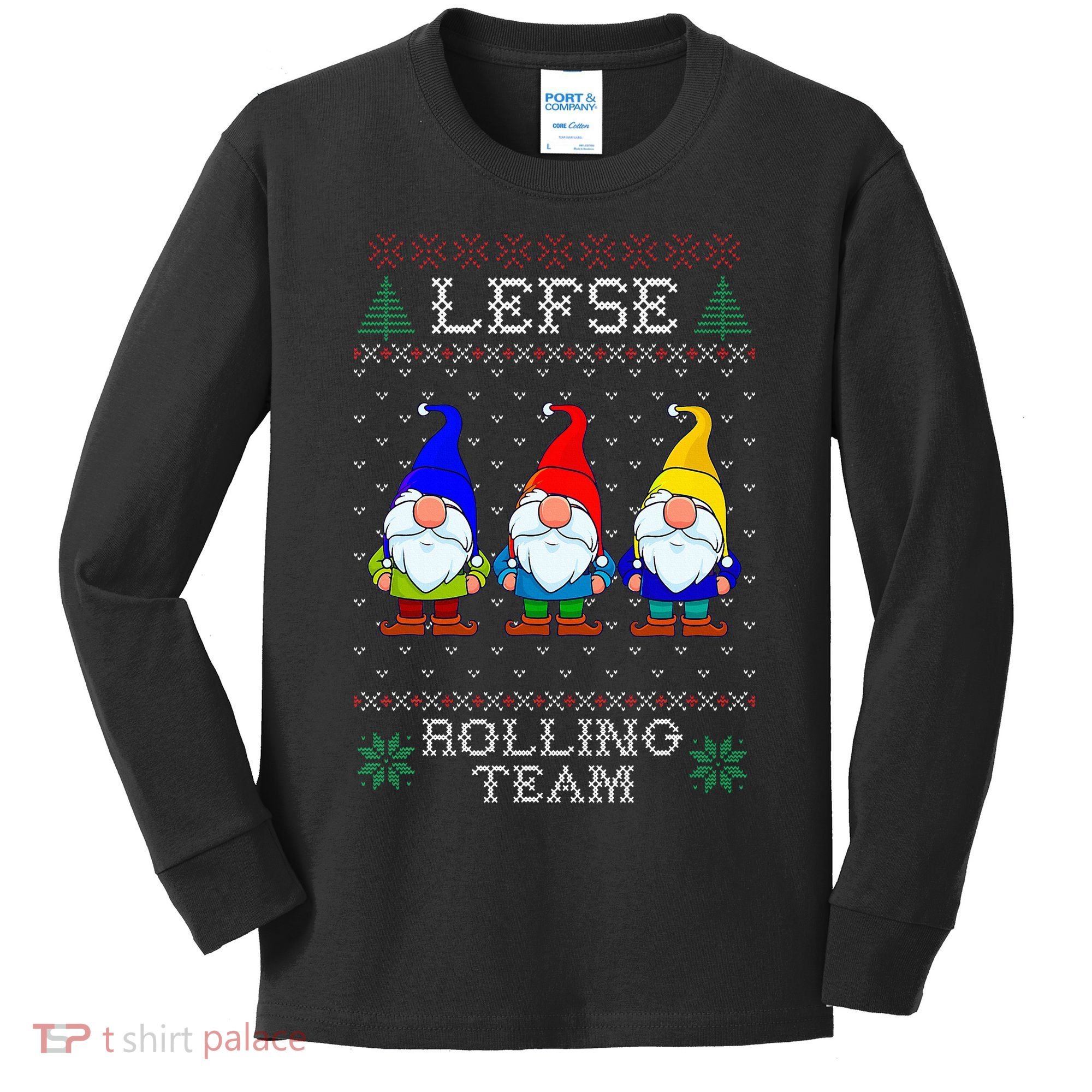 Lefse Rolling Team Christmas Baking Tomte Gnome Xmas  Kids Long Sleeve Shirt