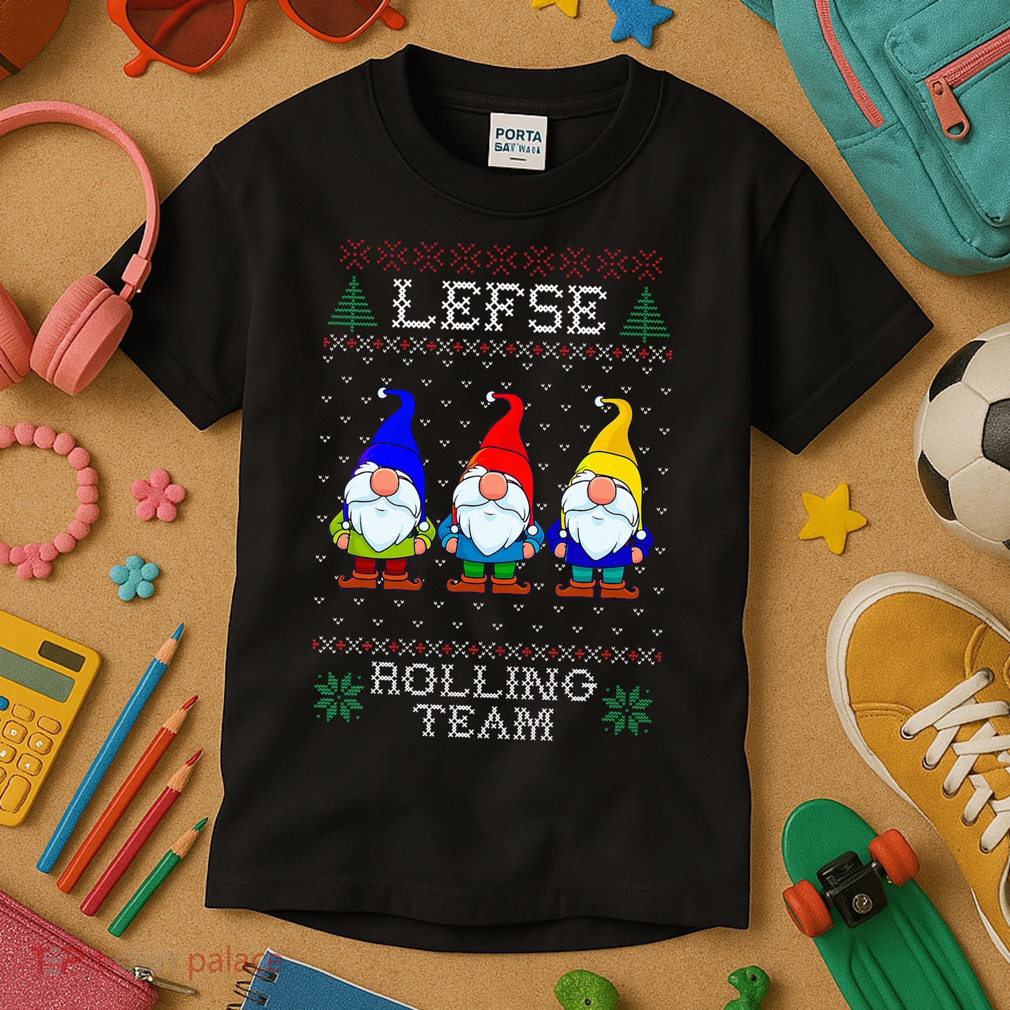 Lefse Rolling Team Christmas Baking Tomte Gnome Xmas  Kids T-Shirt