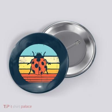 Ladybug Retro Vintage 60s 70s Sunset Bug Insect Men Women Button