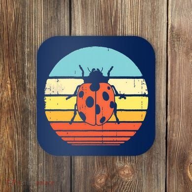 Ladybug Retro Vintage 60s 70s Sunset Bug Insect Men Women Coaster