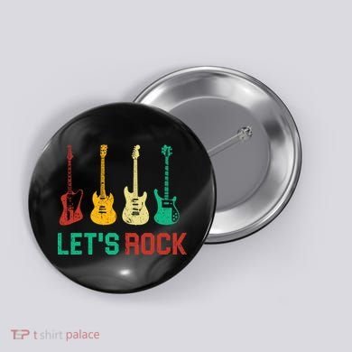 Let's Rock Vintage Colorful Guitars Button