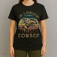 Like Rhinestones Vintage Art Western Horses Riding Cowboy Gift T-Shirt thumb 4
