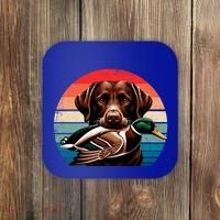 Labrador Retriever With Mallard Duck Hunting Gift Coaster thumb 0