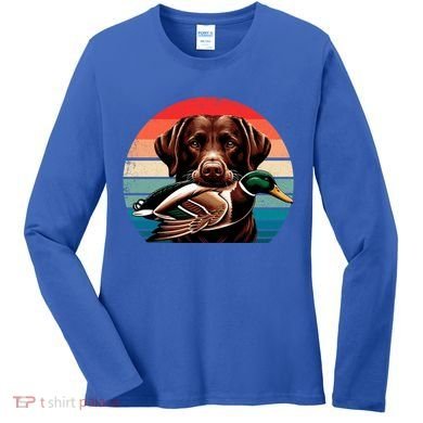 Labrador Retriever With Mallard Duck Hunting Gift Women's Long Sleeve Shirt
