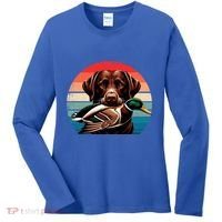 Labrador Retriever With Mallard Duck Hunting Gift Women's Long Sleeve Shirt thumb 0