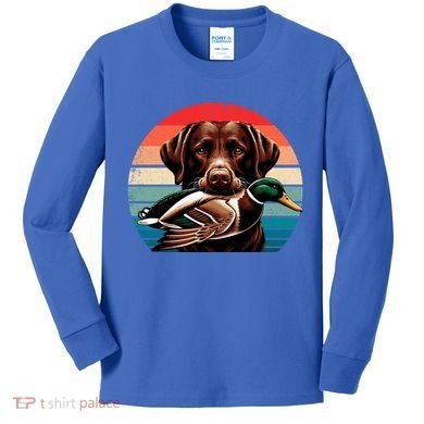Labrador Retriever With Mallard Duck Hunting Gift Kids Long Sleeve Shirt
