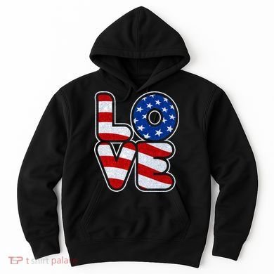 LOVE Red White And Blue Stars And Stripes Hoodie
