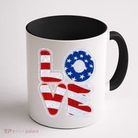 LOVE Red White And Blue Stars And Stripes Coffee Mug thumb 1