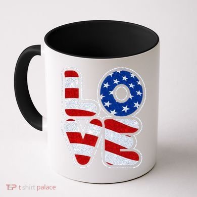 LOVE Red White And Blue Stars And Stripes Coffee Mug