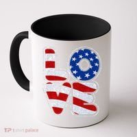 LOVE Red White And Blue Stars And Stripes Coffee Mug thumb 0