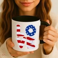 LOVE Red White And Blue Stars And Stripes Coffee Mug thumb 3