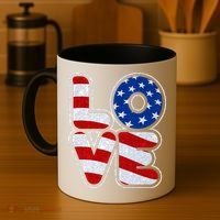 LOVE Red White And Blue Stars And Stripes Coffee Mug thumb 4