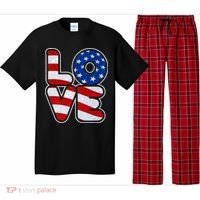 LOVE Red White And Blue Stars And Stripes Pajama Set thumb 0
