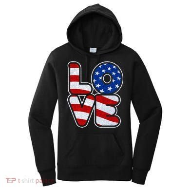 LOVE Red White And Blue Stars And Stripes Women's Hoodie