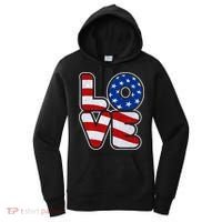 LOVE Red White And Blue Stars And Stripes Women's Hoodie thumb 0