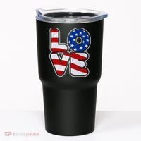 LOVE Red White And Blue Stars And Stripes Tumbler thumb 0