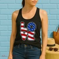 LOVE Red White And Blue Stars And Stripes Women's Tank Top thumb 2