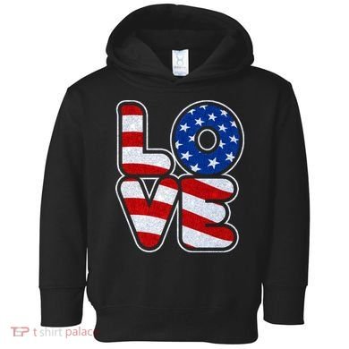 LOVE Red White And Blue Stars And Stripes Toddler Hoodie