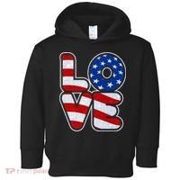 LOVE Red White And Blue Stars And Stripes Toddler Hoodie thumb 0