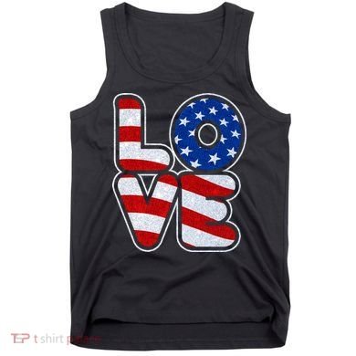 LOVE Red White And Blue Stars And Stripes Tank Top
