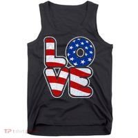 LOVE Red White And Blue Stars And Stripes Tank Top thumb 0