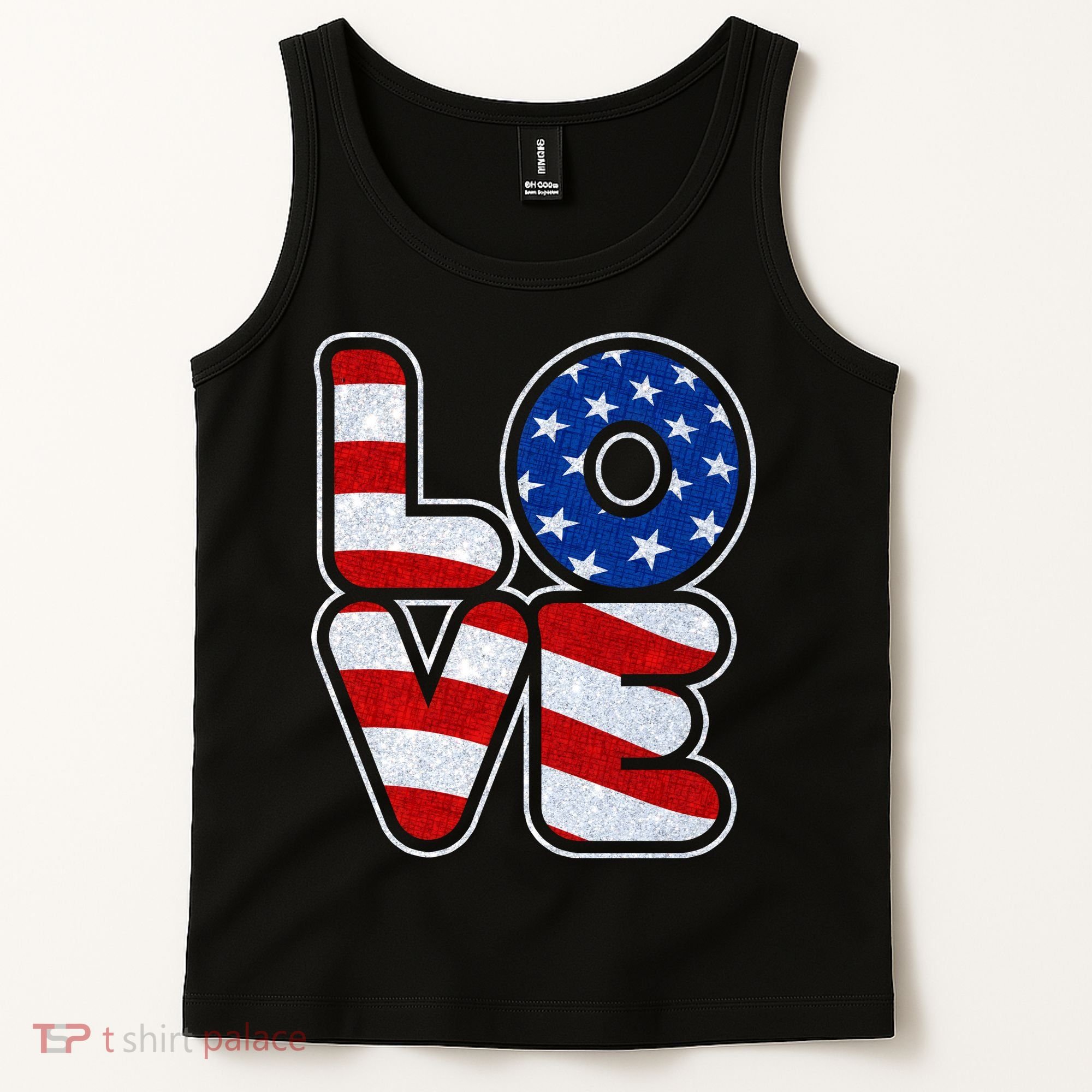 LOVE Red White And Blue Stars And Stripes Tank Top