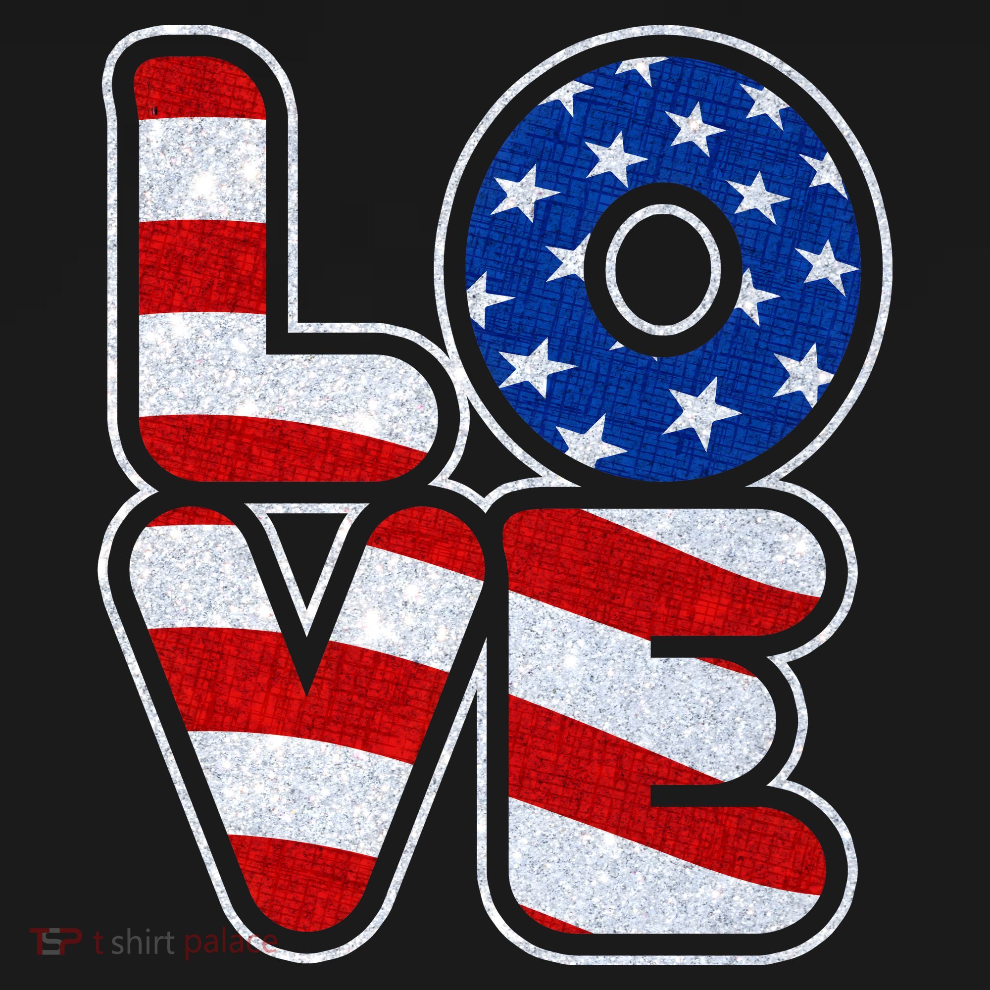 LOVE Red White And Blue Stars And Stripes Tank Top