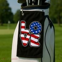 LOVE Red White And Blue Stars And Stripes Golf Towel thumb 2