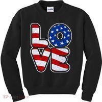 LOVE Red White And Blue Stars And Stripes Kids Sweatshirt thumb 0