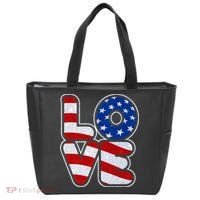 LOVE Red White And Blue Stars And Stripes Tote Bag thumb 0