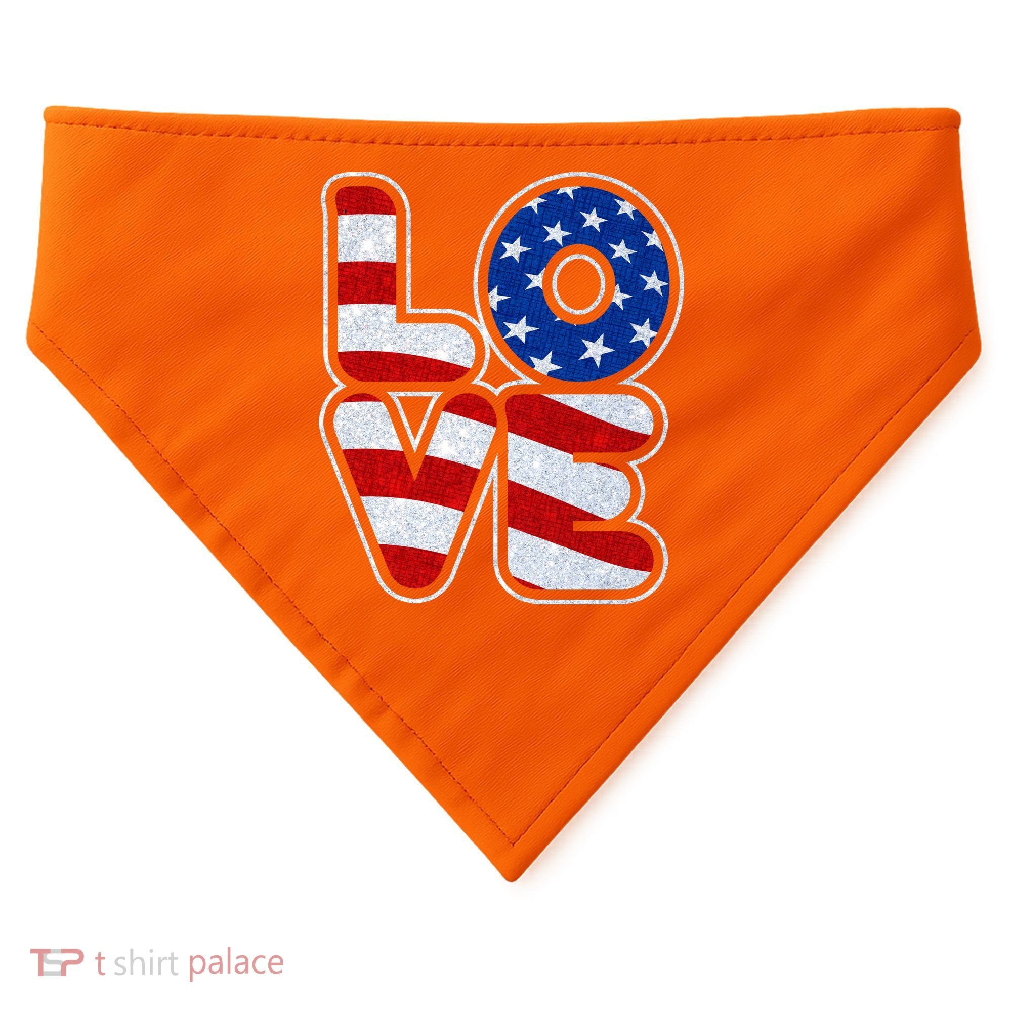 LOVE Red White And Blue Stars And Stripes USA-Made Doggie Bandana