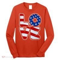 LOVE Red White And Blue Stars And Stripes Long Sleeve Shirt thumb 0