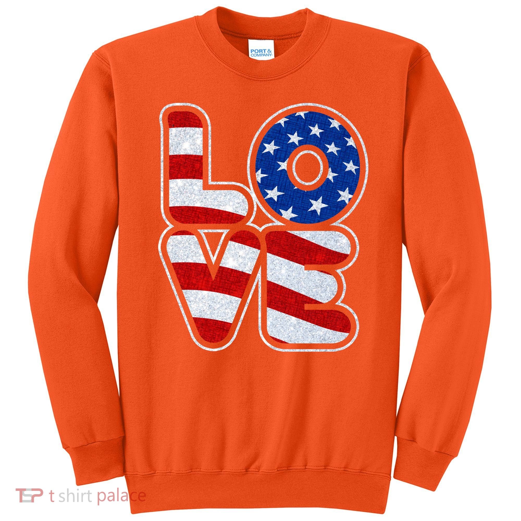 LOVE Red White And Blue Stars And Stripes Sweatshirt