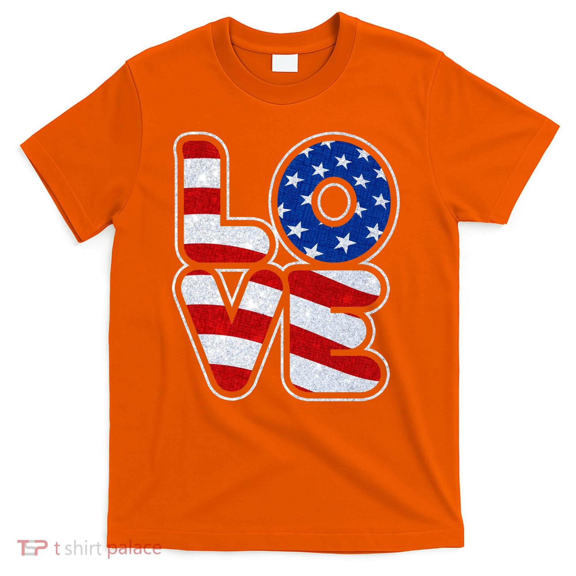 LOVE Red White And Blue Stars And Stripes T-Shirt