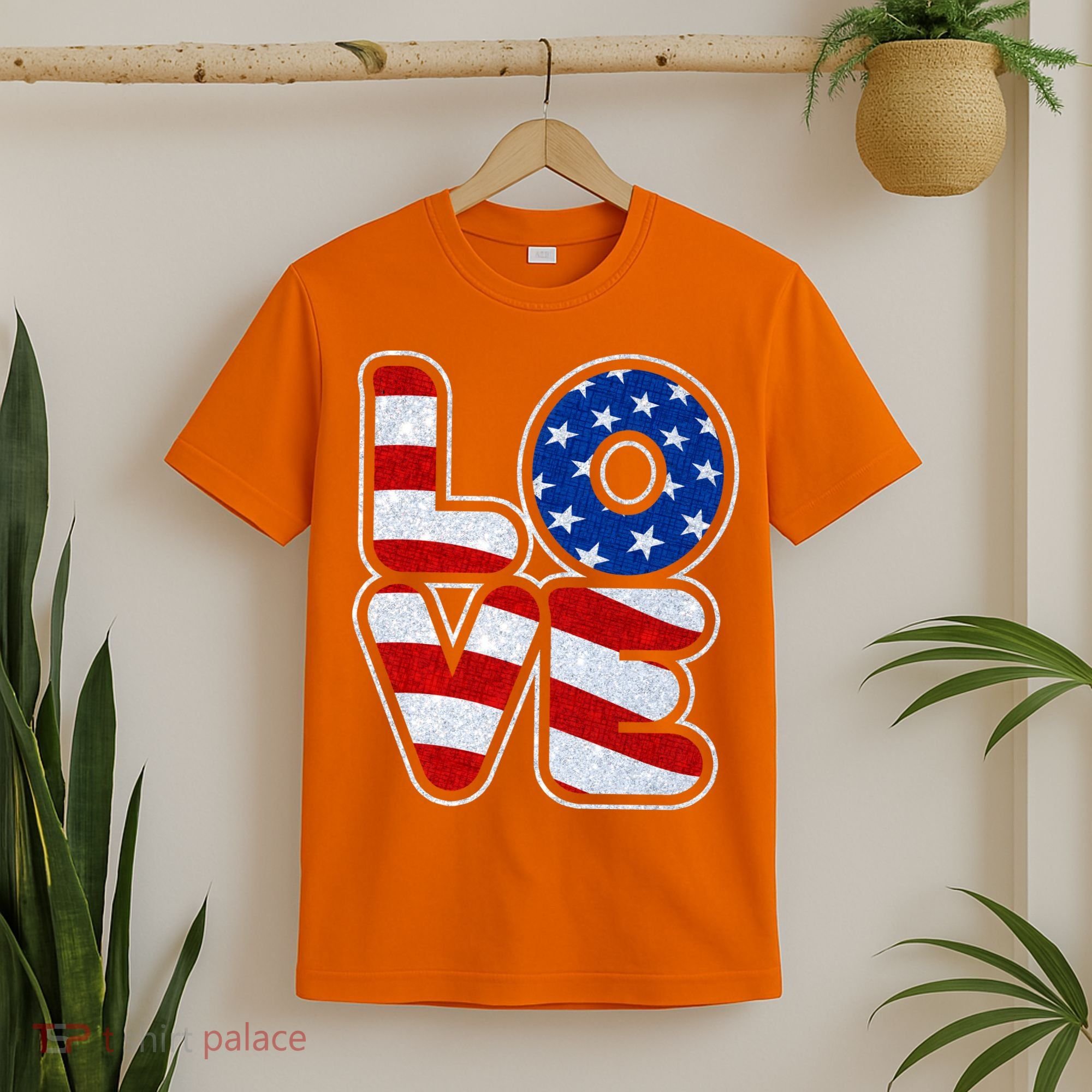 LOVE Red White And Blue Stars And Stripes T-Shirt