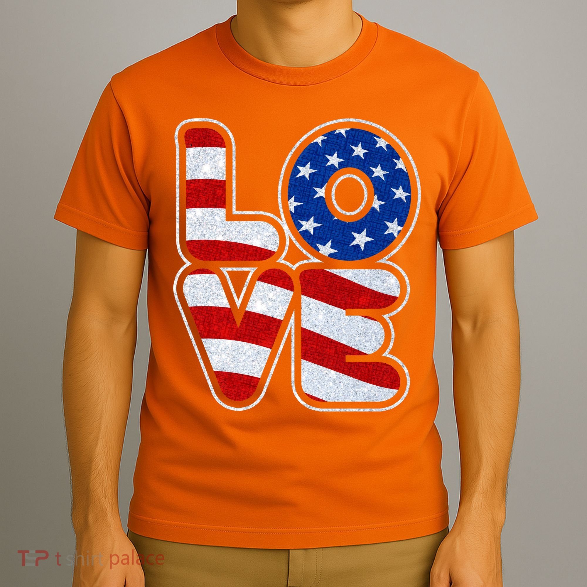 LOVE Red White And Blue Stars And Stripes T-Shirt