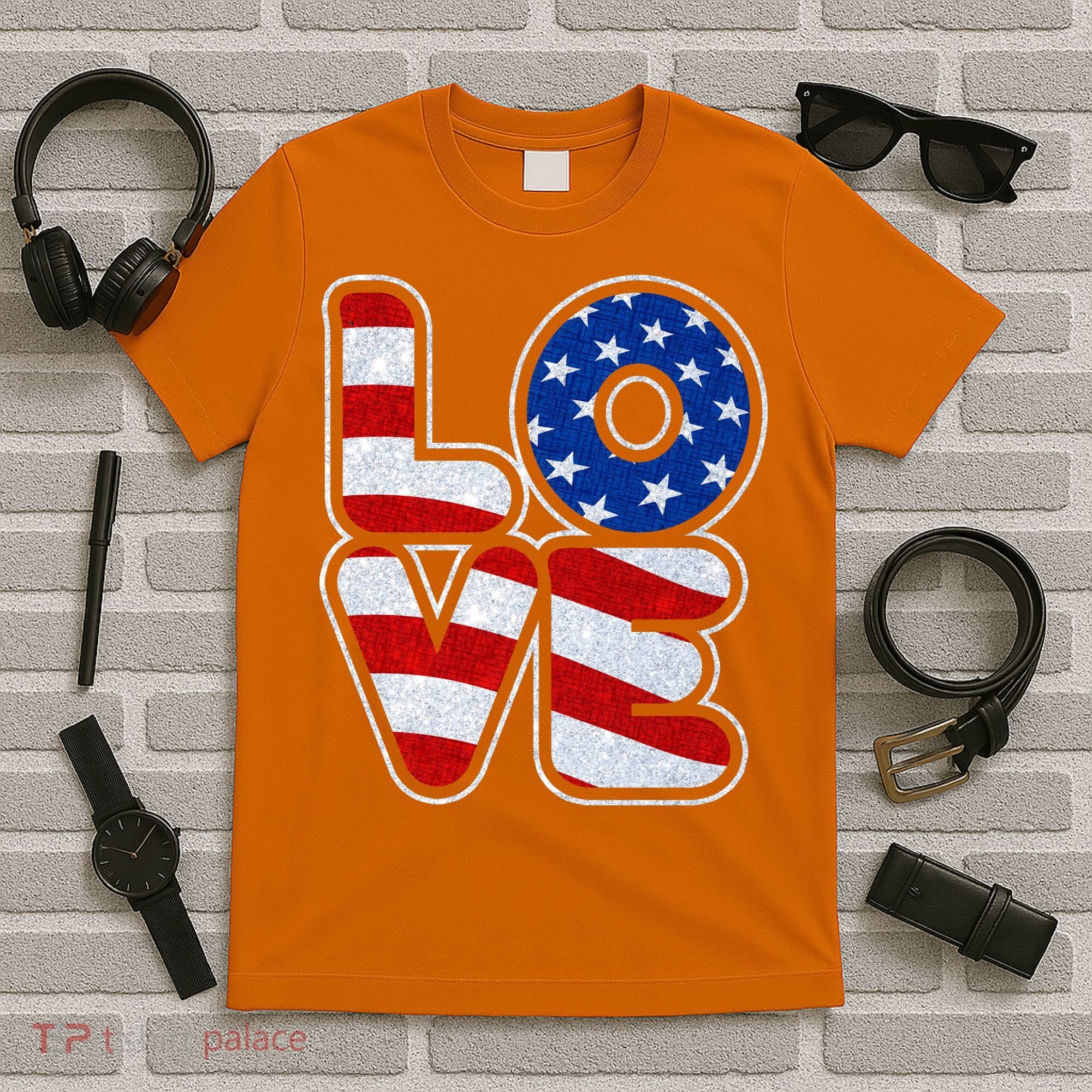 LOVE Red White And Blue Stars And Stripes T-Shirt