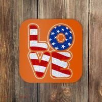 LOVE Red White And Blue Stars And Stripes Coaster thumb 0
